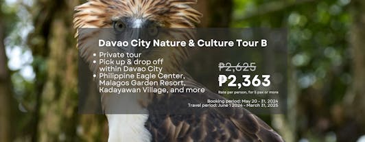 Private Davao City Nature & Culture Tour B | Philippine Eagle Center, Malagos Garden Resort & More