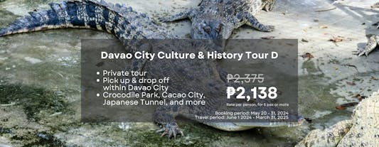Private Davao City Culture & History Tour D with Transfers | Crocodile Park, Japanese Tunnel & More