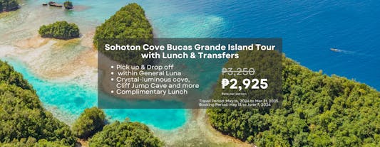 Sohoton Cove Bucas Grande Island Tour with Lunch & Transfers from Siargao