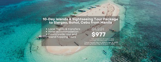 10-Day Breathtaking Islands & Sightseeing Tour Package to Bohol, Cebu & Siargao from Manila