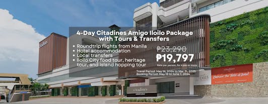Complete 4-Day Citadines Amigo Iloilo Package with Flights from Manila, Tours and Transfers