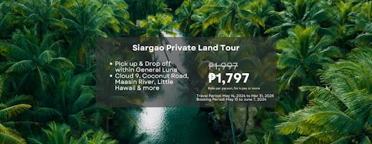Siargao Land Tour to Cloud 9, Coconut Road, Maasin River, Little Hawaii & More with Transfers