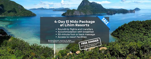 4-Day Stress-Free El Nido Package at Lihim Resorts with Airfare, Transfers & Breakfast