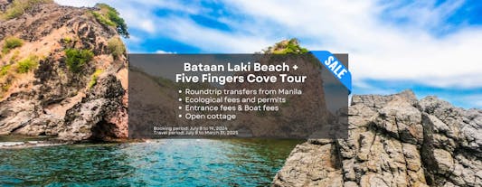 Bataan Laki Beach + Five Fingers Cove Tour with Transfers from Manila, Drone Coverage & Souvenir