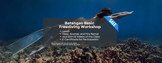 Batangas Freediving Basic Workshop with Lunch, Gear Rental, E-Certificate & Shirt