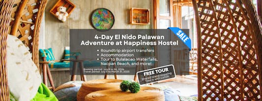 4-Day Beaches & Waterfalls Budget Adventure Package to El Nido Palawan with Happiness Hostel