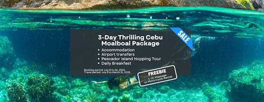 3-Day Thrilling Cebu Package with Moalboal Accommodation, Tour & Breakfast
